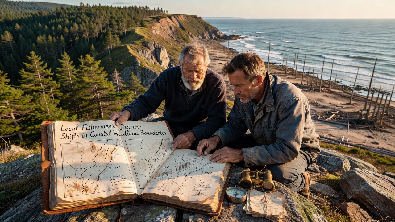 Researchers digitizing handwritten fishermen diaries alongside coastal erosion monitoring equipment in northern Germany