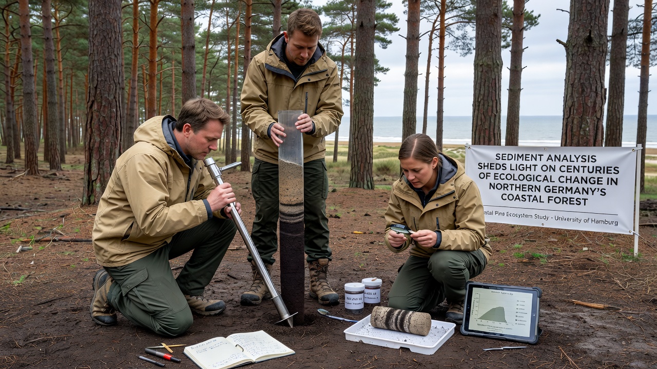 Laboratory analysis of coastal sediment layers showing pollen and isotope data from Northern Germany